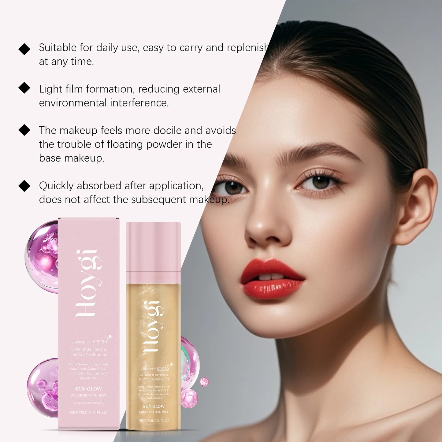 🌞 Setting Mist con SPF 50 – “Glass Skin en Spray”