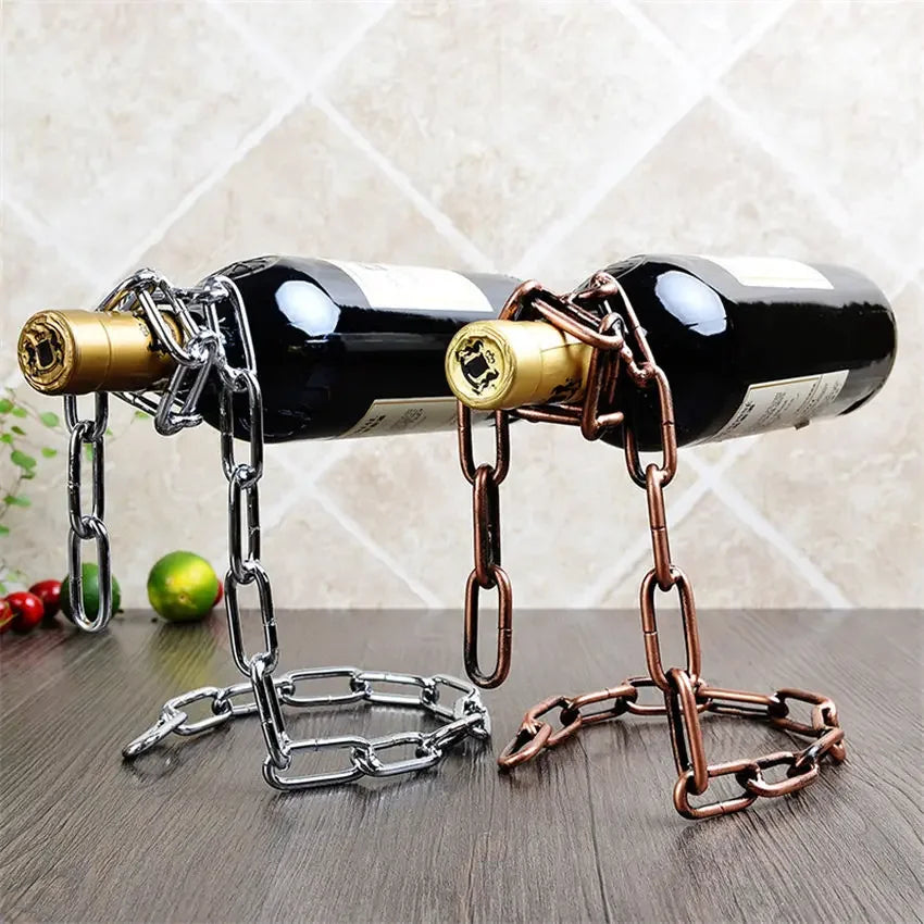 Magical Suspension iron Chain Wine Racks One Bottle Wine Display Racks Stand Holder Kitchen Dining room cellar Bar Decoration