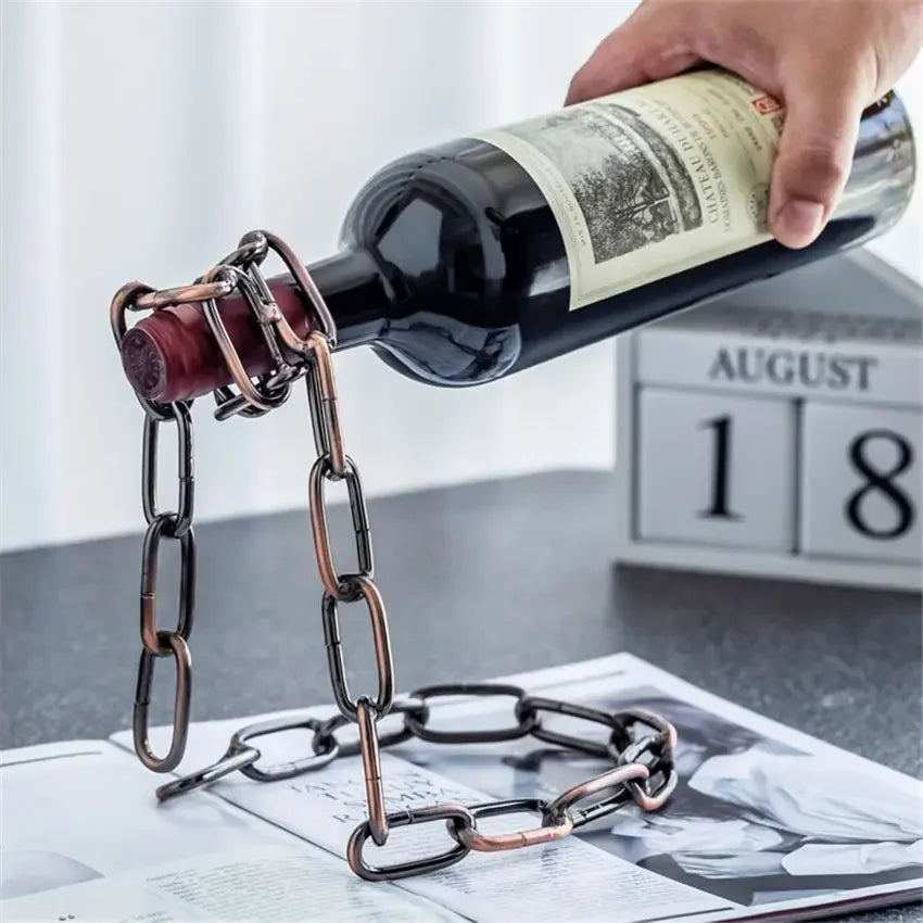 Magical Suspension iron Chain Wine Racks One Bottle Wine Display Racks Stand Holder Kitchen Dining room cellar Bar Decoration