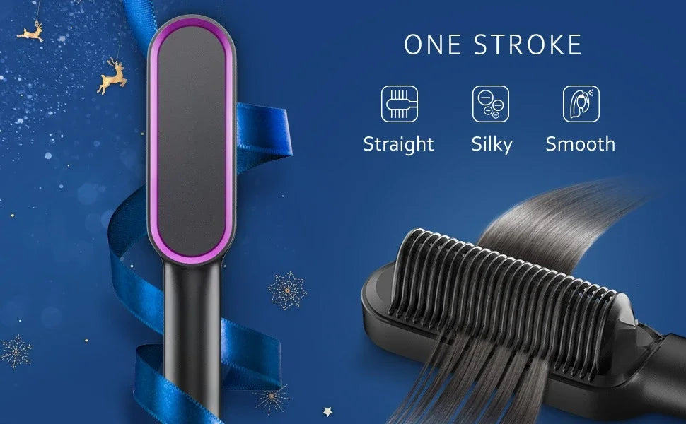 Thermostatic hair straightener Comb 5 temperature settings Straightening brush Quick heat professional hair straightening brush