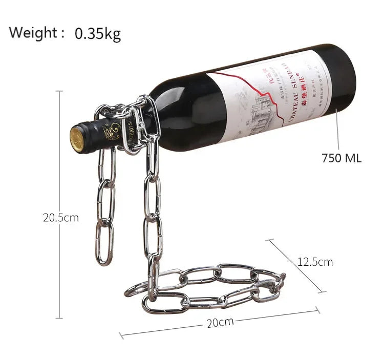 Magical Suspension iron Chain Wine Racks One Bottle Wine Display Racks Stand Holder Kitchen Dining room cellar Bar Decoration