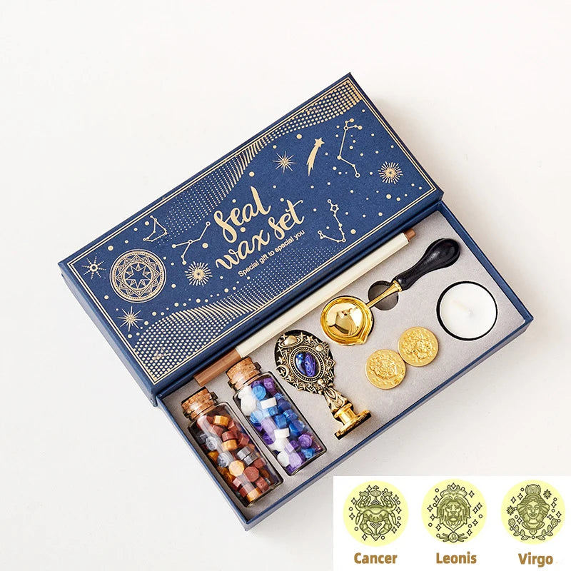 Constellation Series Vintage Wax Seal Stamp Kit Sealing Wax Stamp Heads Set for Wedding Invitation Cards Envelopes Creative Gift