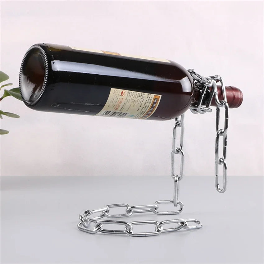 Magical Suspension iron Chain Wine Racks One Bottle Wine Display Racks Stand Holder Kitchen Dining room cellar Bar Decoration