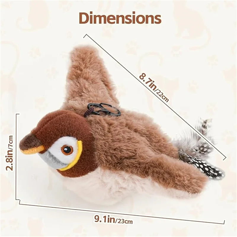 Interactive Cat Toys, Rechargeable Chirping Flapping Bird with Catnip for Indoor Cats, Touch Activated Plush Toys for Cats