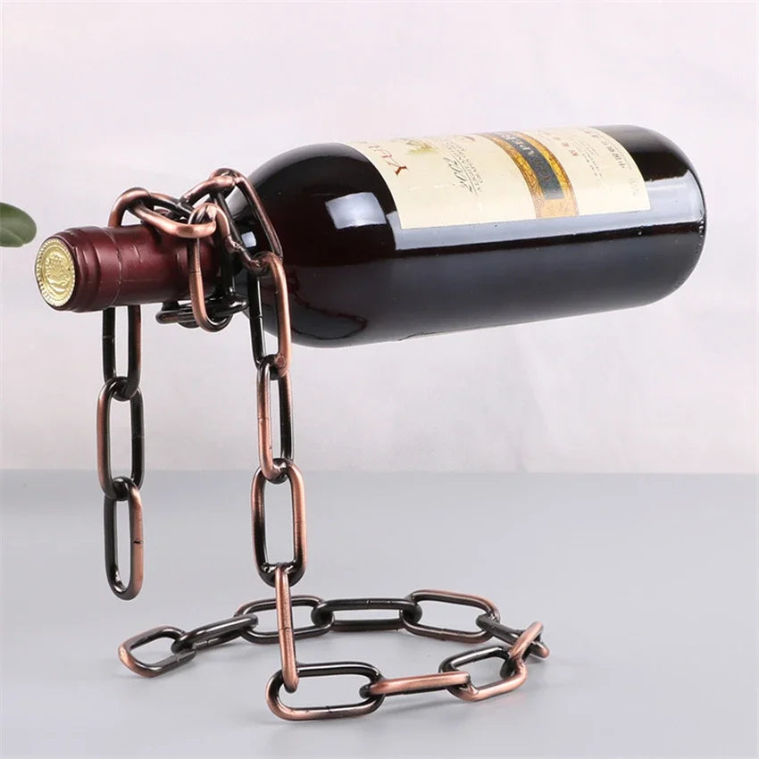 Magical Suspension iron Chain Wine Racks One Bottle Wine Display Racks Stand Holder Kitchen Dining room cellar Bar Decoration